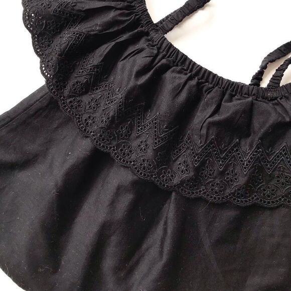Old Navy black eyelet cold shoulder top EUC 18-24m - Picture 2 of 2